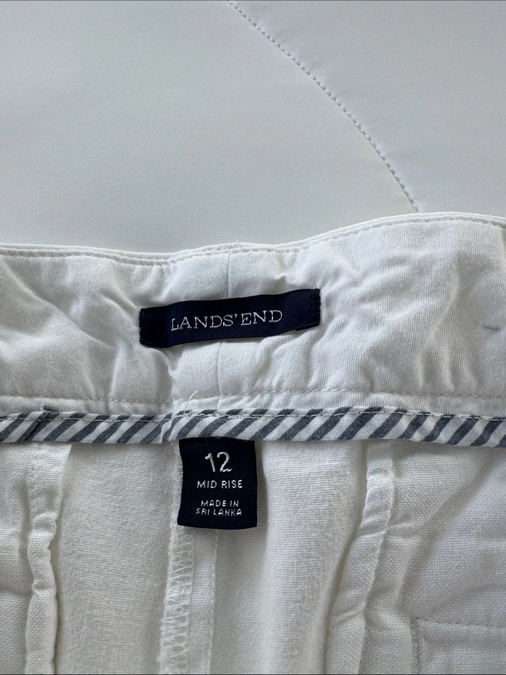 Lands' End Women's White Cotton Blend Bermuda Shorts